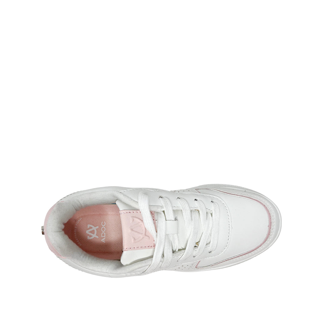 Tennis escolares Asha para niña color blanco y rosado