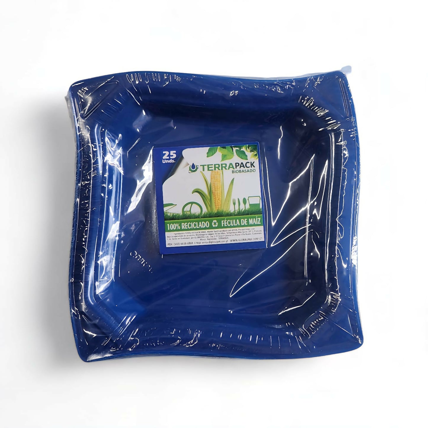 Plato multieventos cuadrado No. 9 de 25 unidades - Transparente (ECONO GREEN)