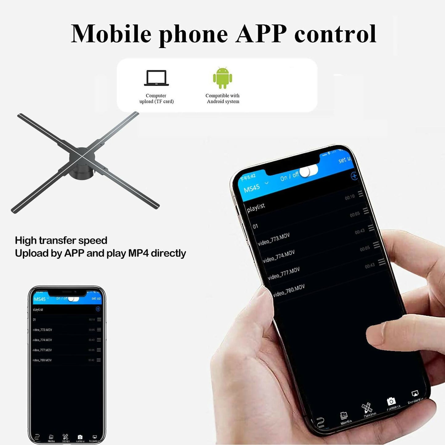 Proyector de ventilador holográfico 3D