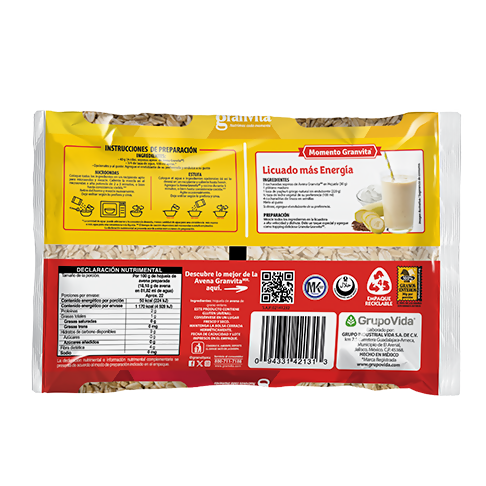 HOJUELAS DE AVENA - Integral bolsa de 400g (GRANVITA)