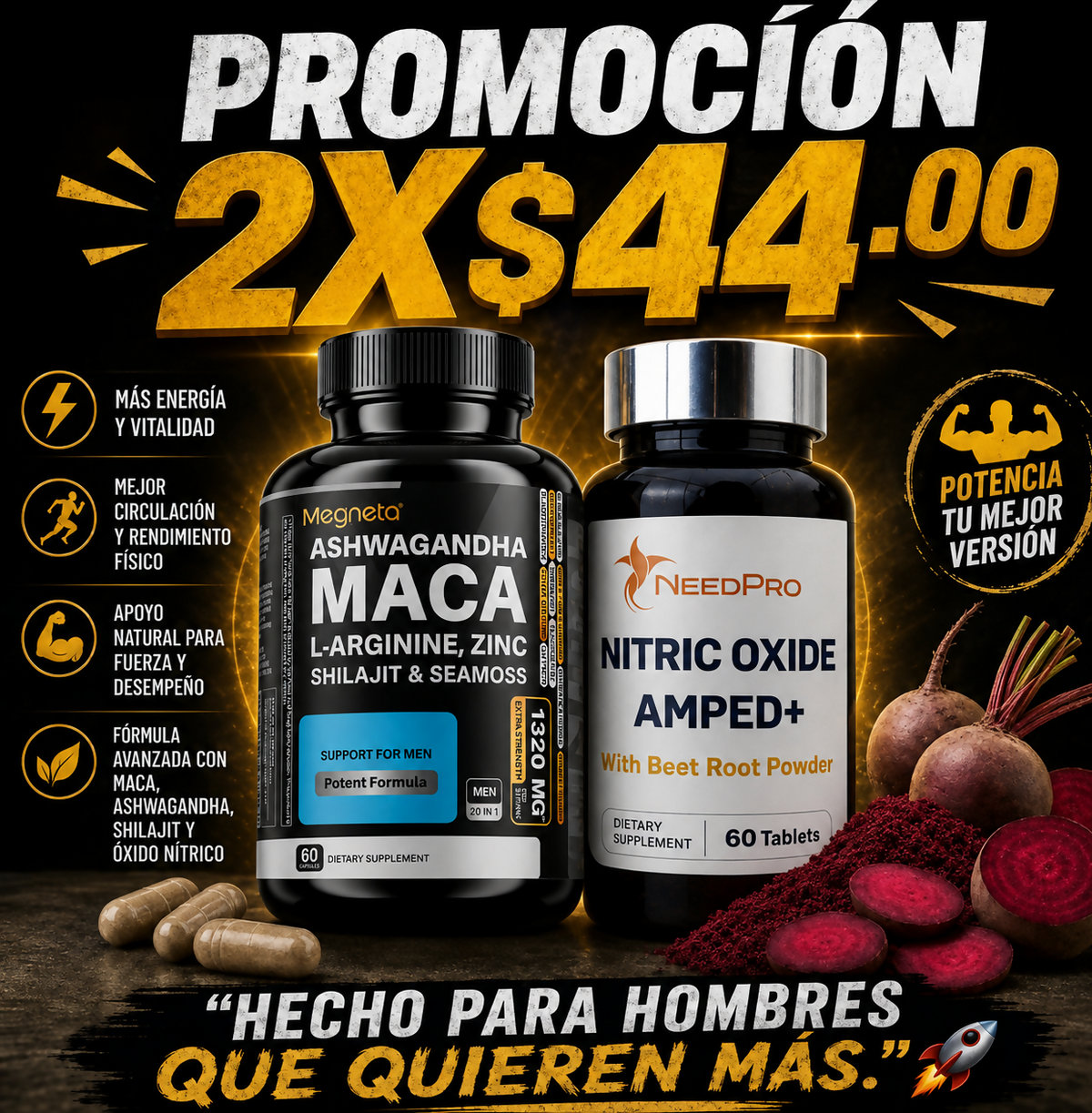 MACA + ASHWAGANDHA / ÓXIDO NÍTRICO