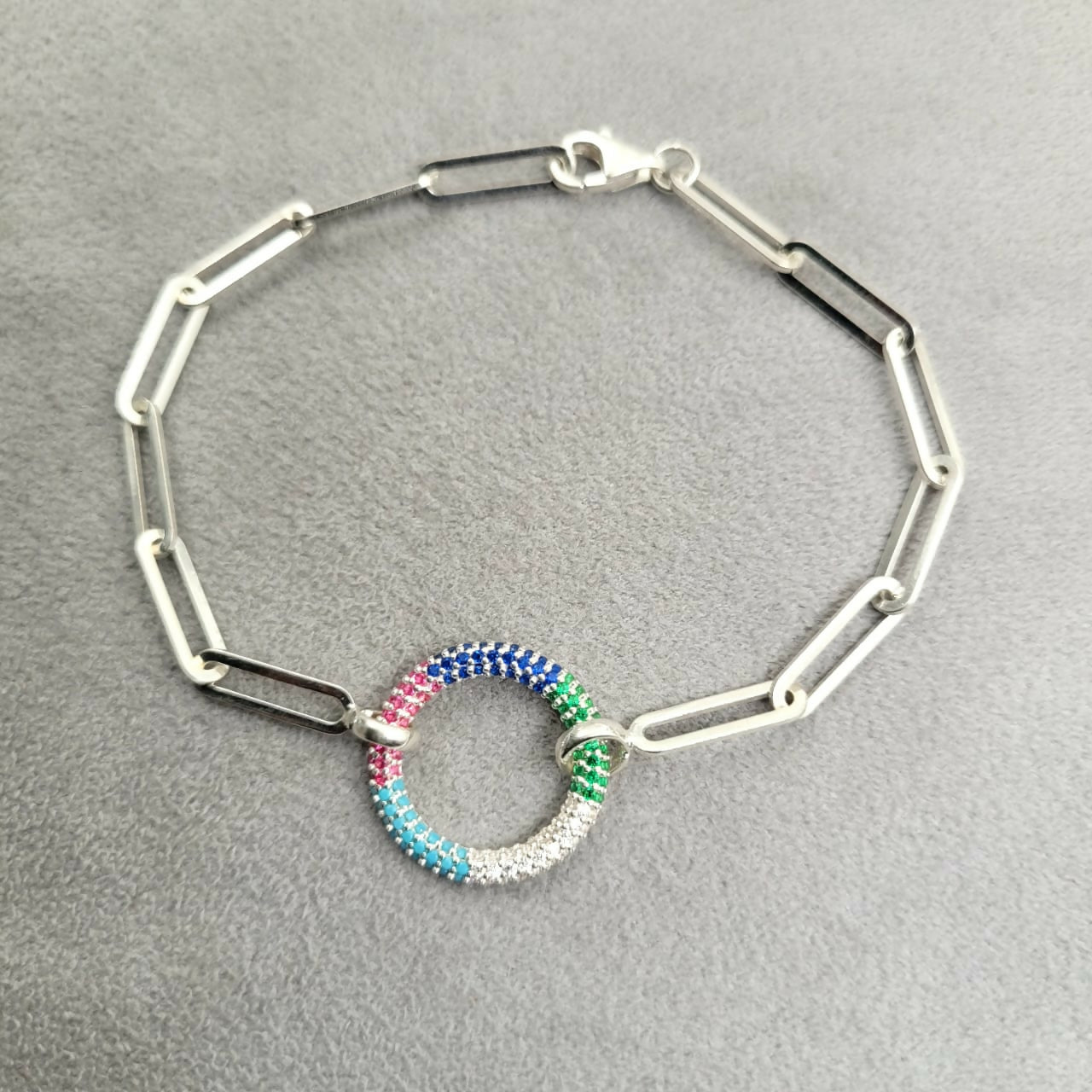 Pulsera Clip circulo circones Plata 925