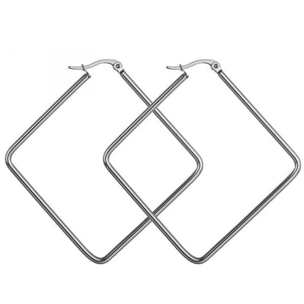 Argollas geometricas de moda en acero inoxidable 40 cms.