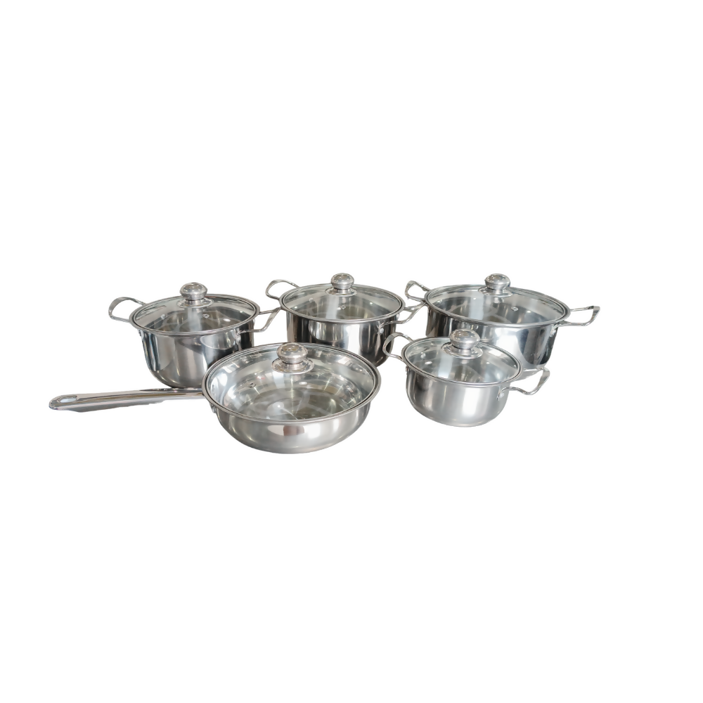 SET DE OLLAS Y SARTEN ACERO INOXIDABLE 10 PIEZAS