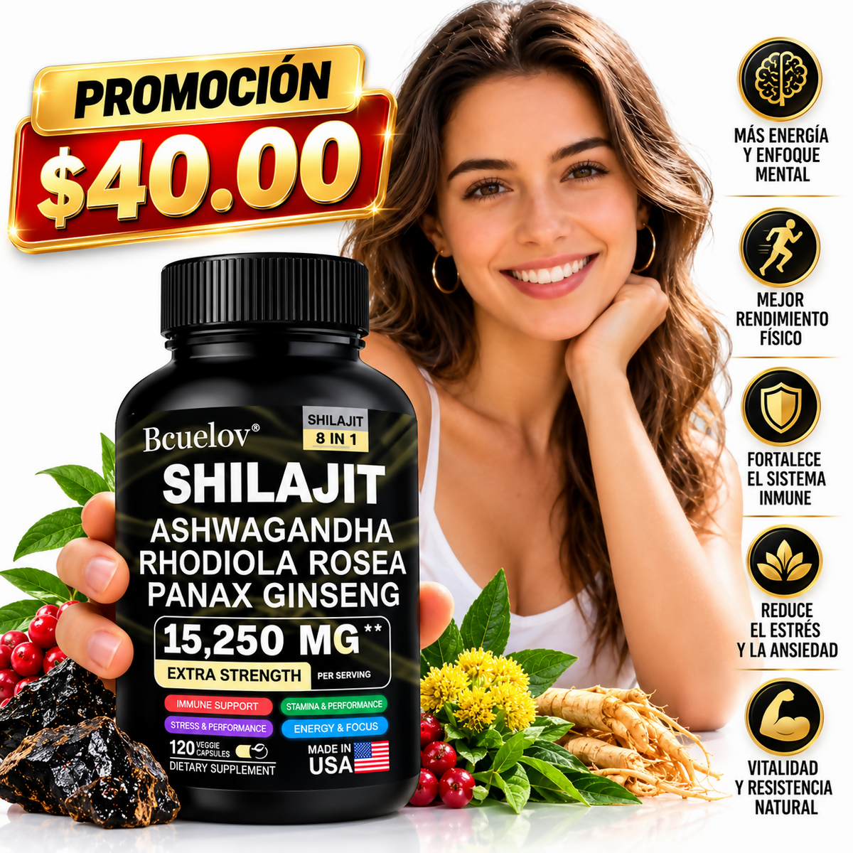 SHILAJIT 15,250 MG / 8 en 1