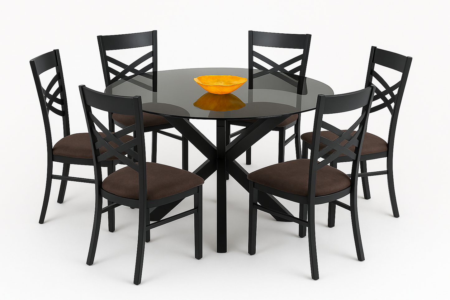 Juego de comedor redondo mesa de vidrio “X”