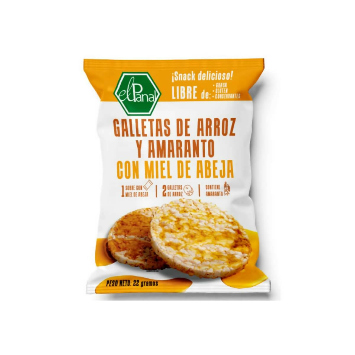 GALLETA DE ARROZ Y AMARANTO CON MIEL (PAQUETE CON 9 GALLETAS DOBLES) - EL PANAL