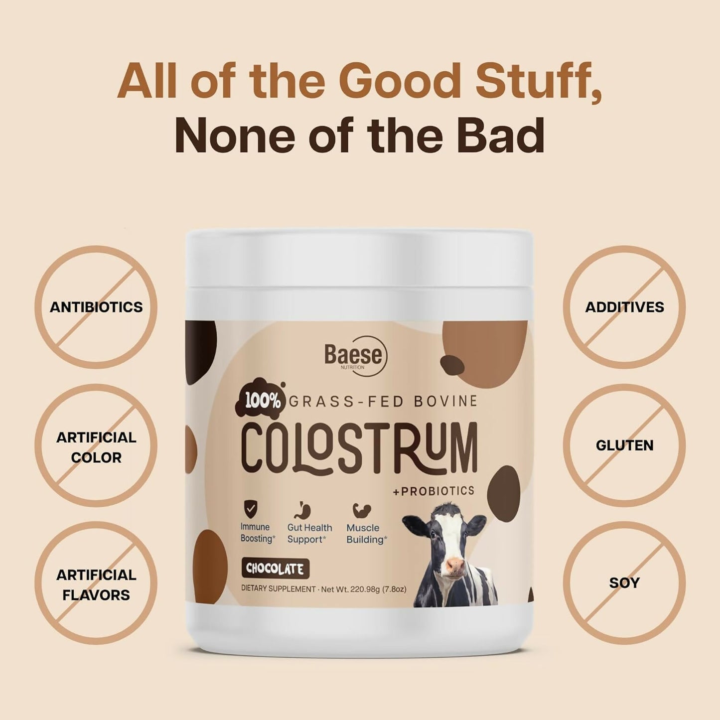 Chocolate orgánico 4000 mg de calostro bovino en polvo