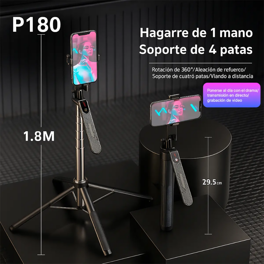 Trípode selfie stick con bluetooth