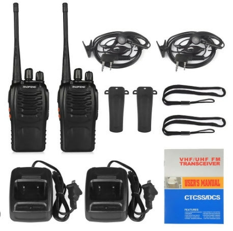 Radio comunicadores walkie talkie Baofeng BF-888S 5W | 16 Canales | Incluye Bases de Carga y Manos Libres