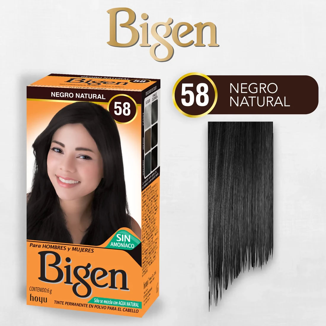 TINTE BIGEN EN POLVO Tinte No. 58 - Negro Natural