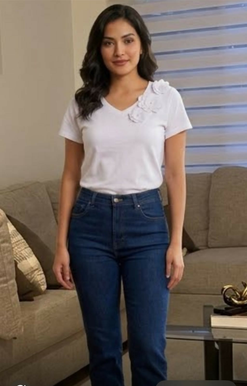 Blusa blanca de manga corta talla S