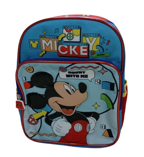 MOCHILA MICKEY CON BOLSA LATERAL 12"