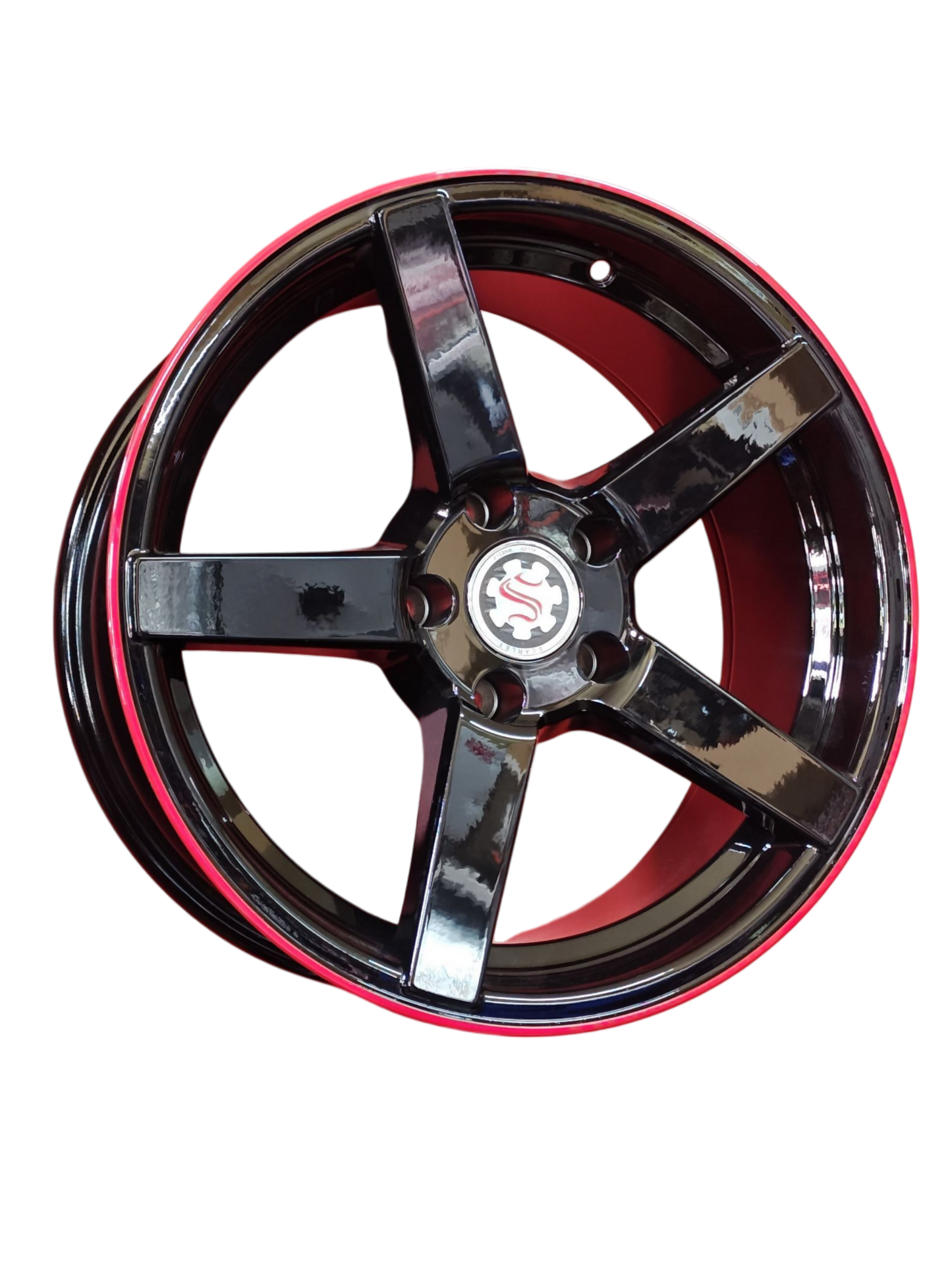 4 RINES 17 SCARLETT 5 HOYOS NEGRO BRILLANTE Y ORILLA ROJA