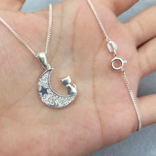 Cadena Luna y Gato Plata iItaliana 925