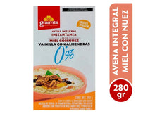 AVENA INSTANTANEA 0% SIN AZUCAR - Miel con nuez y Vainilla con almendras caja 280g (GRANVITA)