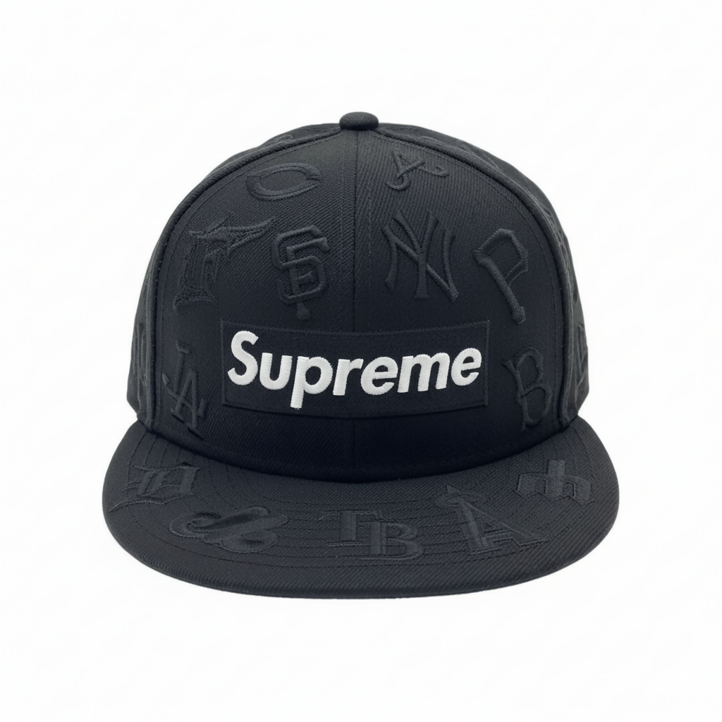 Gorra Supreme x MLB All Over 59FIFTY – White on Black Edition