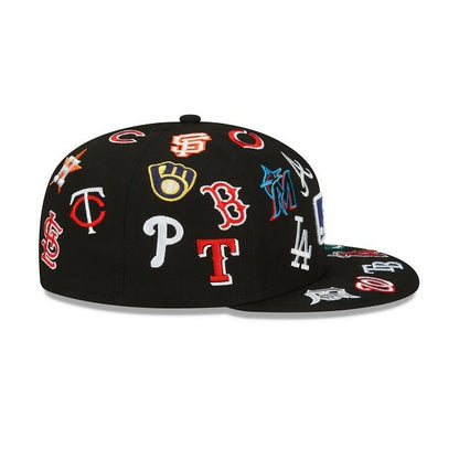 Gorra MLB Teams Patch Logos All‑Over Black 59FIFTY