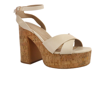 Sandalias de tacón Brena color nude para mujer