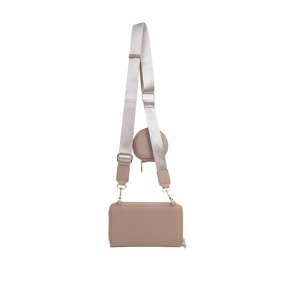 Cartera crossbody Samie para mujer color nude