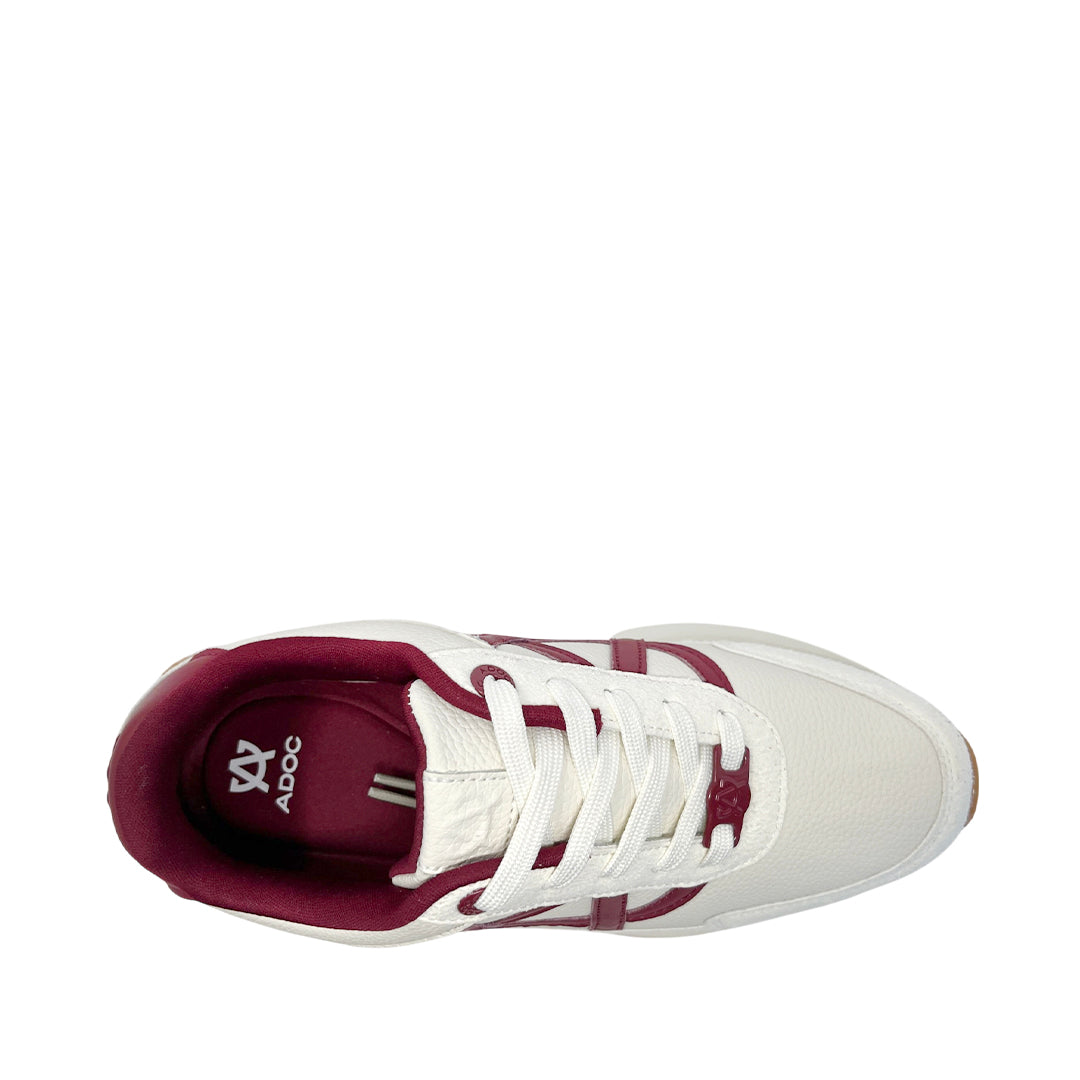 Sneakers Bolton para mujer color blanco y vino