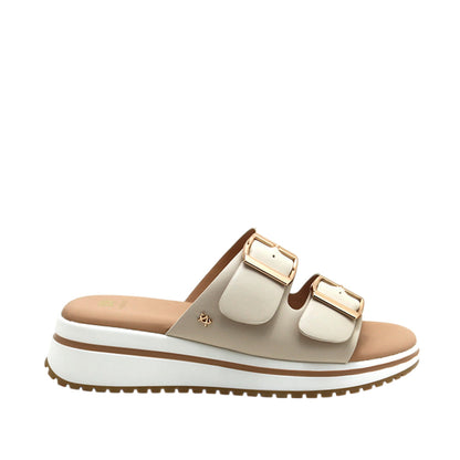 Sandalias de cuña Indra para mujer color hueso