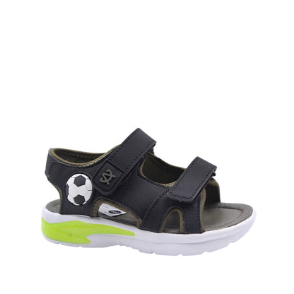 Sandalias con luces Futbol para infante color negro