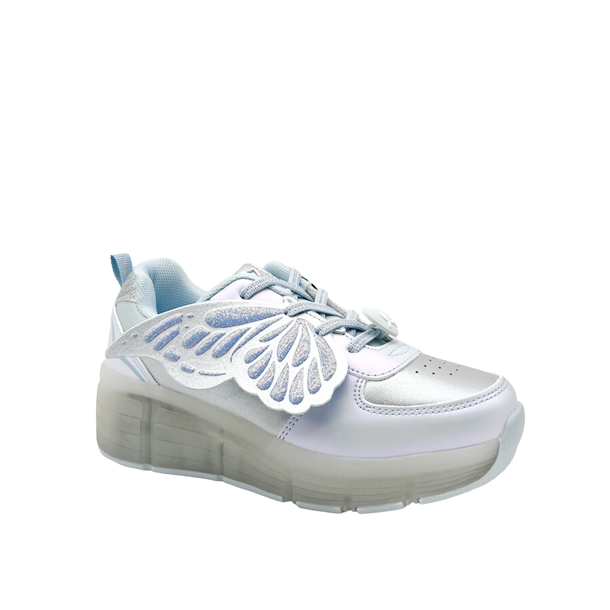 Sneakers con rodos Mariposa para niña color celeste