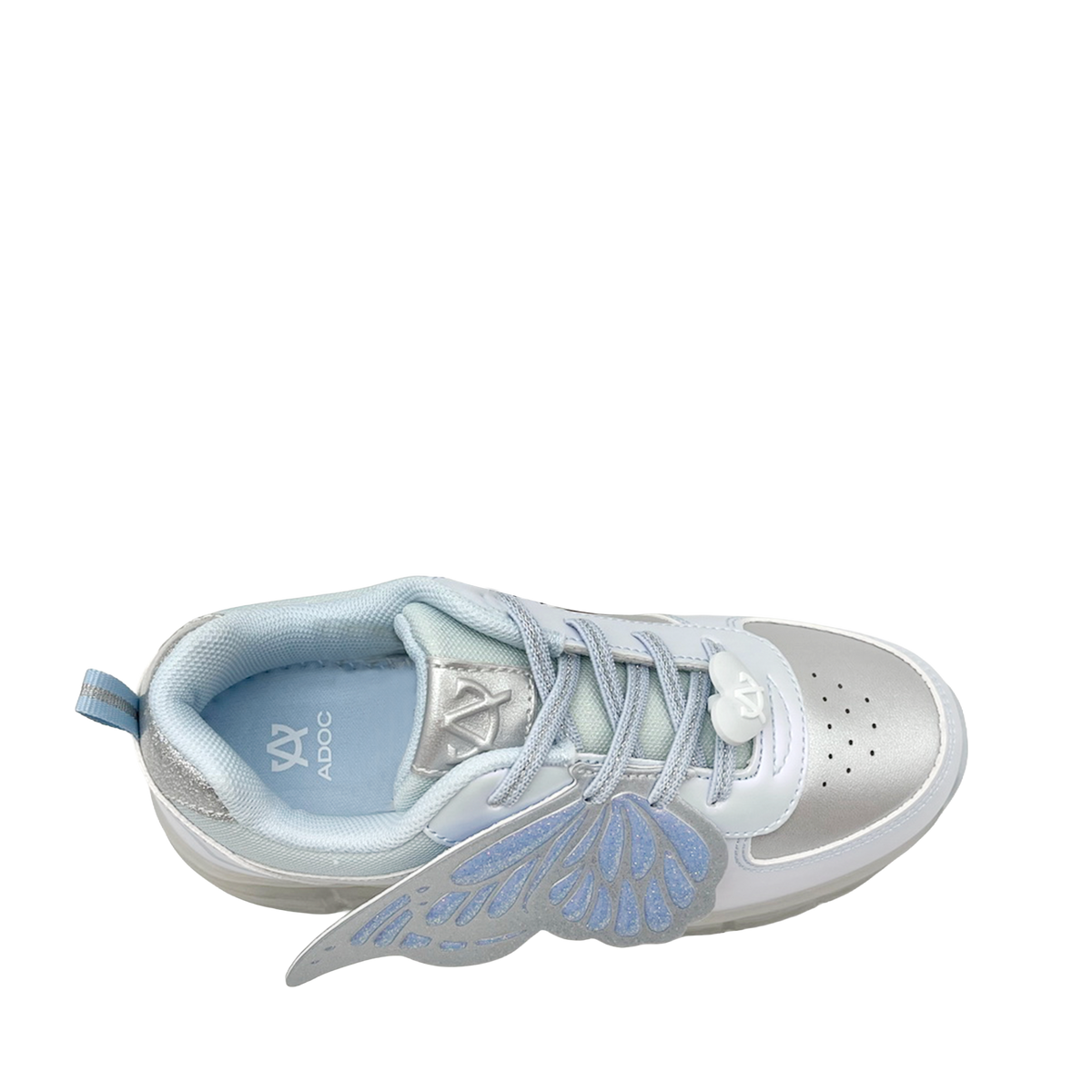 Sneakers con rodos Mariposa para niña color celeste