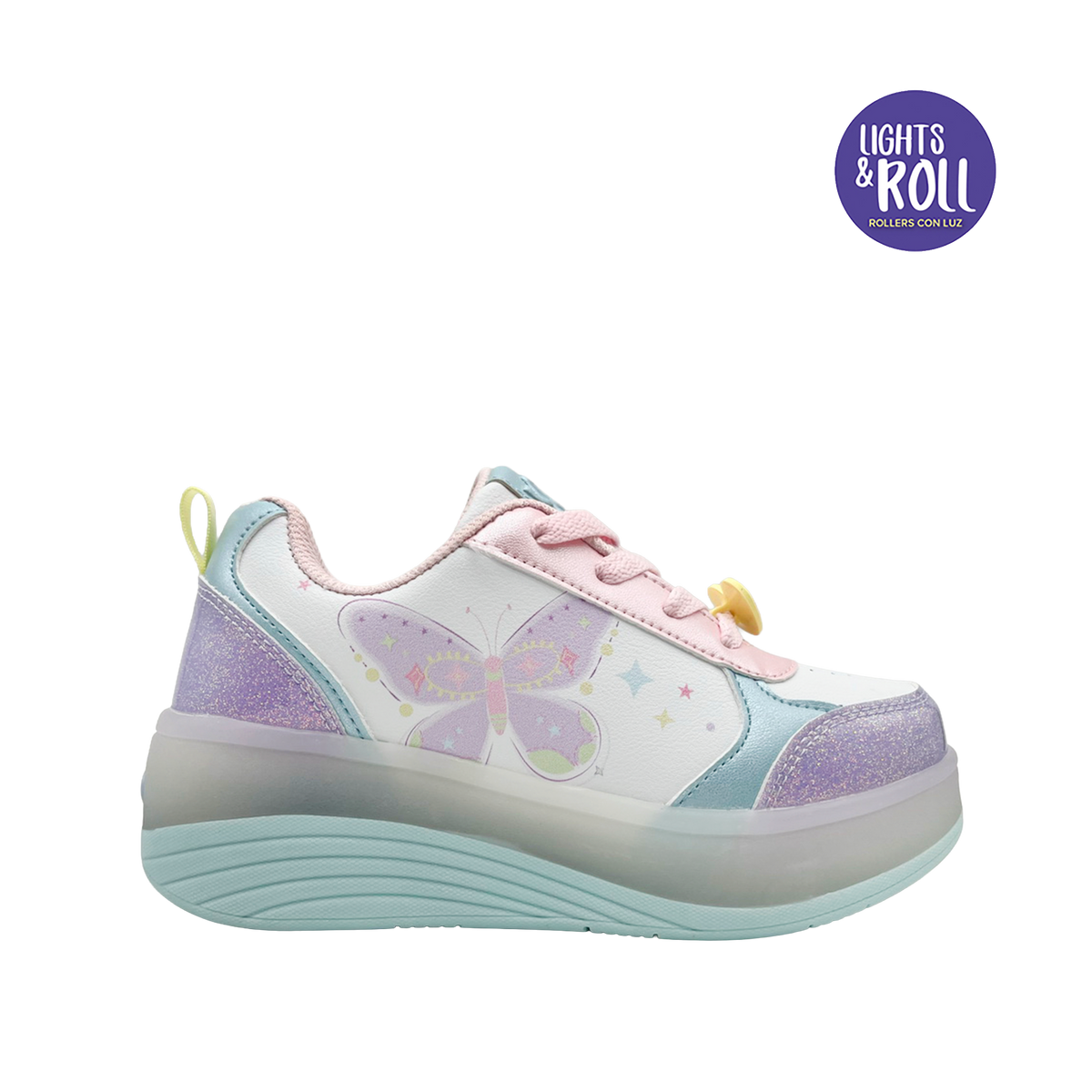 Sneakers con rodos Mariposa para niña color multi