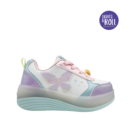 Sneakers con rodos Mariposa para niña color multi