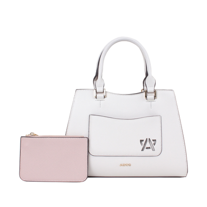 Cartera satchel Olivia para mujer color hueso