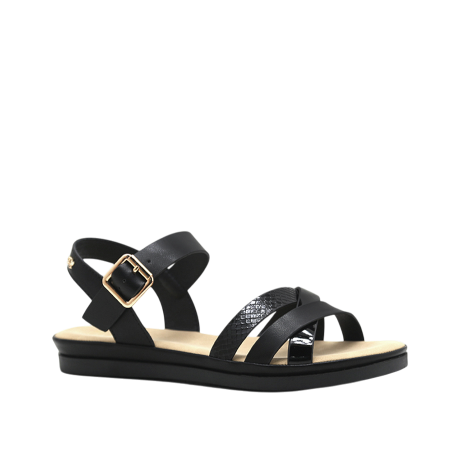 Sandalias flats Regina para mujer color negro