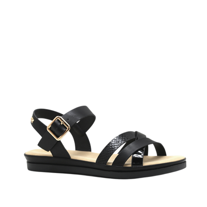 Sandalias flats Regina para mujer color negro
