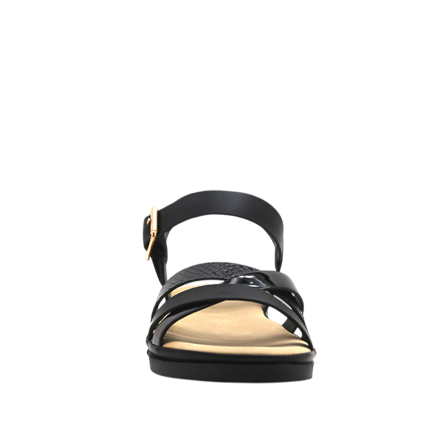 Sandalias flats Regina para mujer color negro