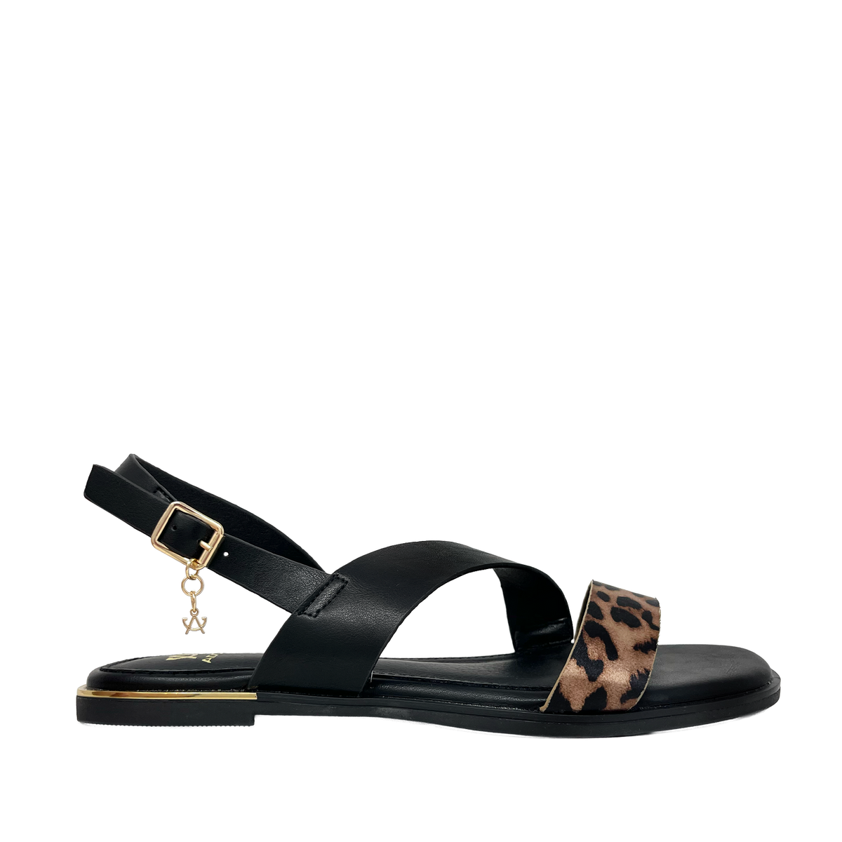 Sandalias flats Galatea para mujer color leopardo
