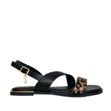 Sandalias flats Galatea para mujer color leopardo