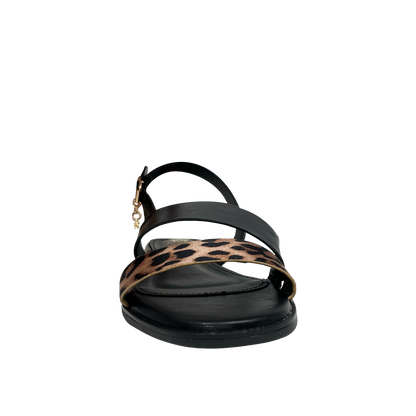 Sandalias flats Galatea para mujer color leopardo