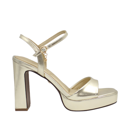 Sandalias de tacón Physis para mujer color dorado