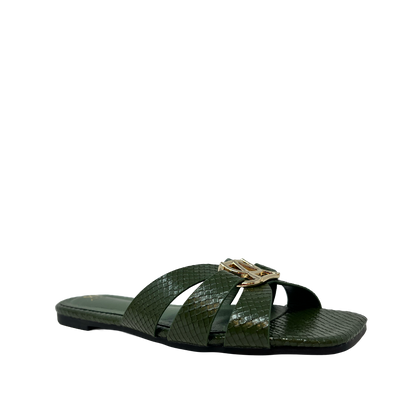 Sandalias flats Dari para mujer color olivo