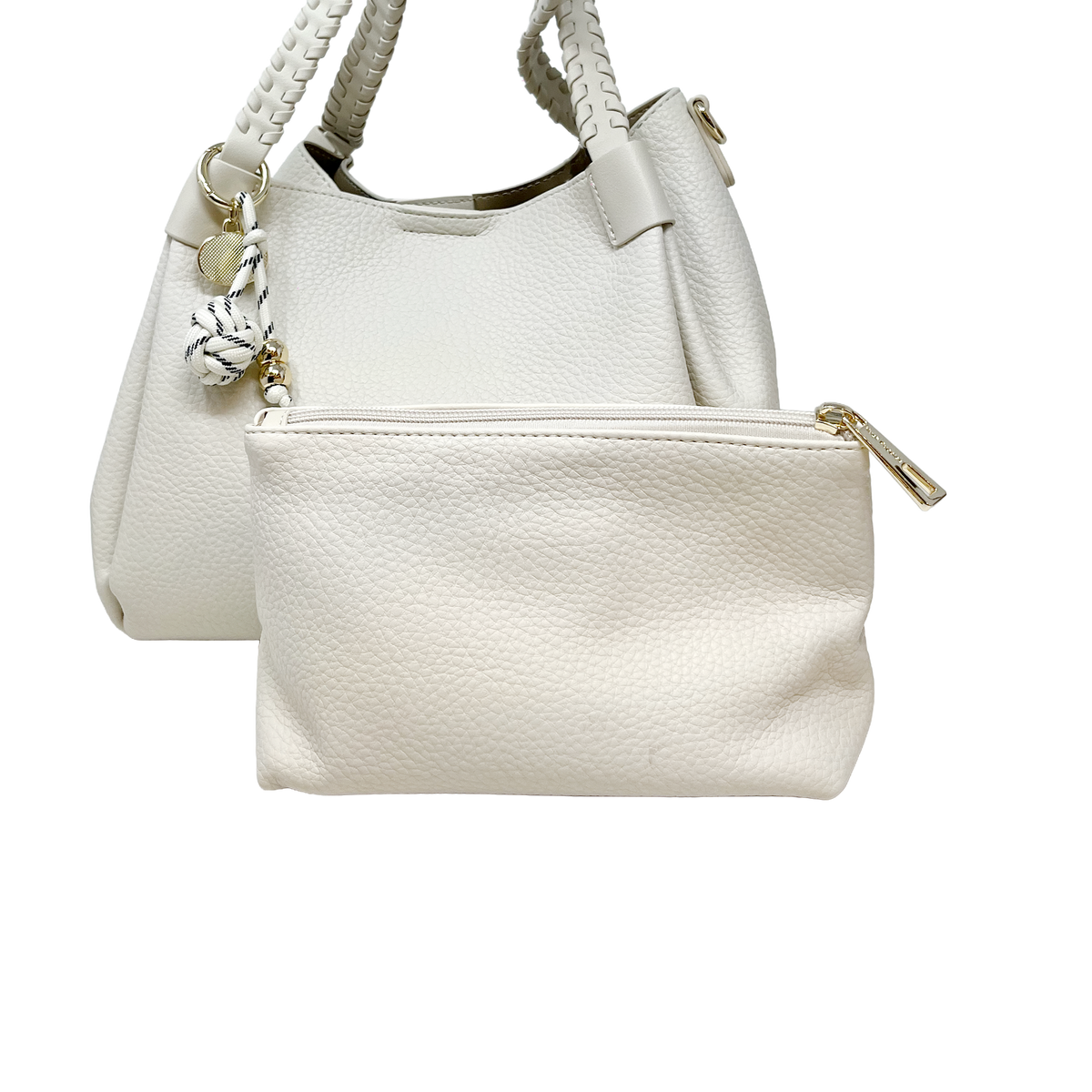 Cartera satchel Octavia para mujer color hueso