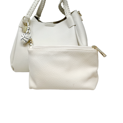Cartera satchel Octavia para mujer color hueso