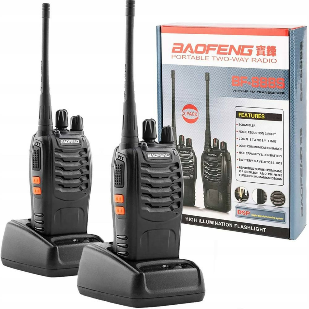 Radio comunicadores walkie talkie Baofeng BF-888S 5W | 16 Canales | Incluye Bases de Carga y Manos Libres