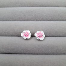 Arete Flor Rosada Plata 925