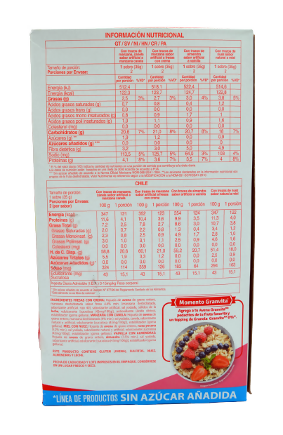 AVENA INSTANTANEA 0% SIN AZUCAR - Variedad de sabores