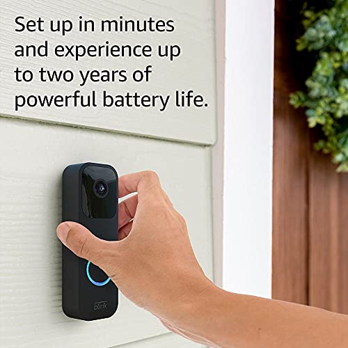 Blink Video Doorbell | Two-way audio, HD video, motion and chime app alerts and Alexa enabled — wired or wire-free (Black)