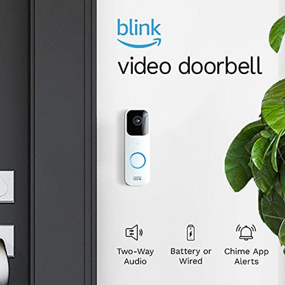 Blink Video Doorbell | Two-way audio, HD video, motion and chime app alerts and Alexa enabled — wired or wire-free (Black)