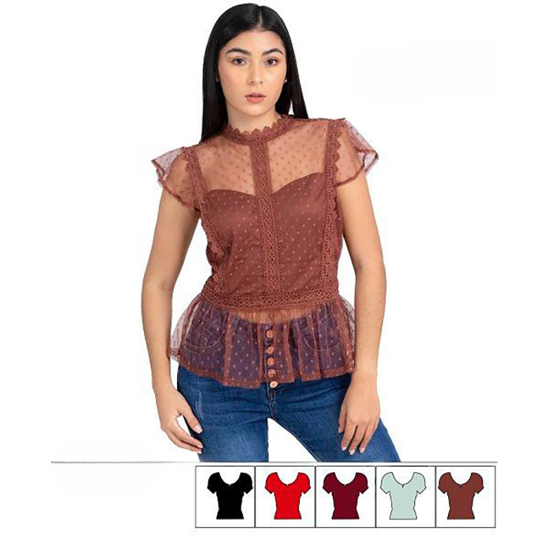 Blusa organza - XS, Brown