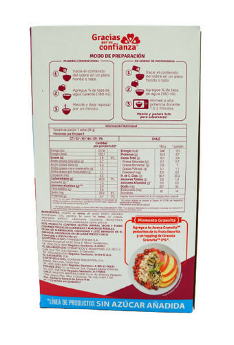 AVENA INSTANTANEA 0% SIN AZUCAR - Arándanos caja 280g (GRANVITA)