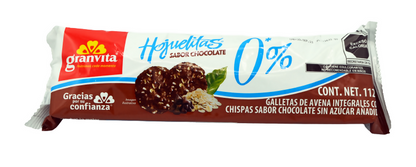GALLETAS HOJUELITAS 0% SIN AZUCAR - Chocolate 112g - en tubo (GRANVITA)